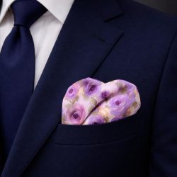 Lenço de Bolso rosas violetas