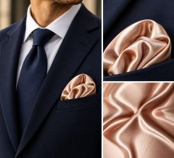 Smoked Salmon — Lenço de Bolso Rosa-Salmão Acetinado