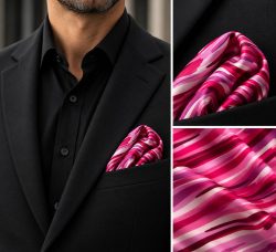 The Charles — Lenço de Bolso Rosa e Fúcsia com Padrão Abstrato