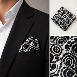 The Monarch | Lenço de Bolso Preto e Branco | LL Pocket